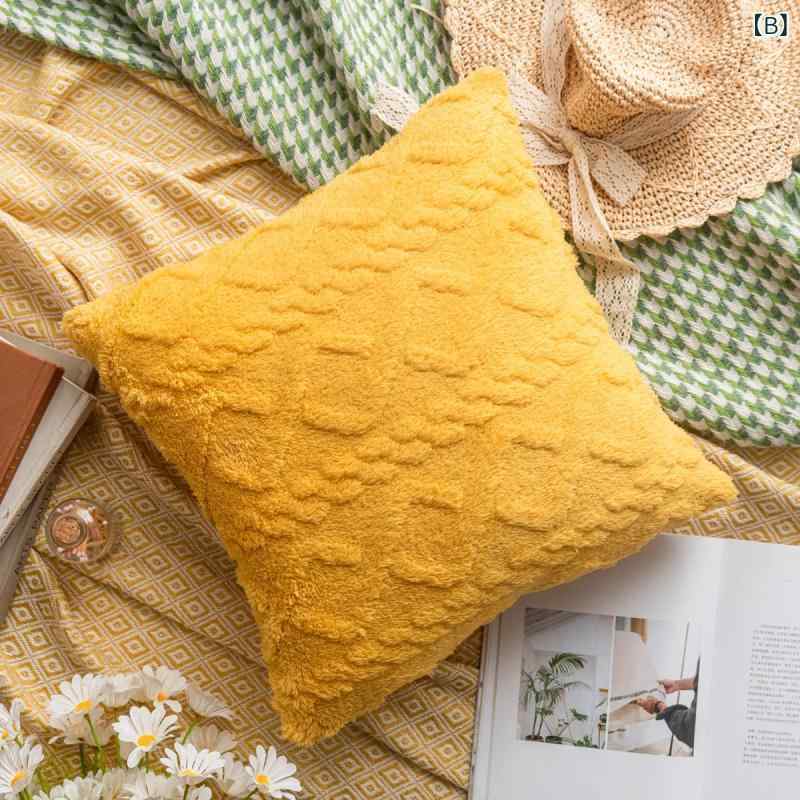 bloomelierのクッションカバー 北欧 おしゃれ 45×45cm 両面 タフタ絨 フランネル 無地 ジャカード織り シンプル 洗える ソファ背当て 枕カバー 角型 正方形 かわいい インテリア｜アングル3
