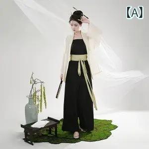 bloomelierの漢服 レディース 宋制 古装 コスプレ 衣装 和服 和風 和装 ロングシャツ キャミソール 三ツひだスカート パンツ 帯付き フルセット 夏 涼しい 接触冷感 古典風 日常着用 切り替え 紐結び グリーン｜アングル2
