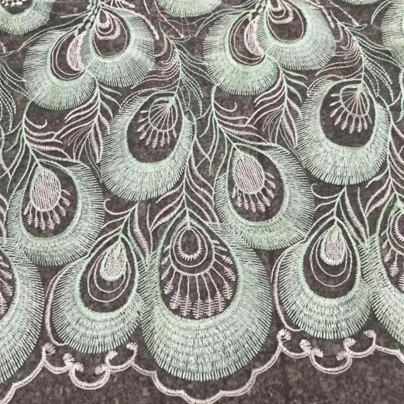 生地 春夏 レディース 孔雀 羽根 刺繍 レース レトロ 切り替え ドレス ワンピース シャツ 舞台衣装 手芸用
