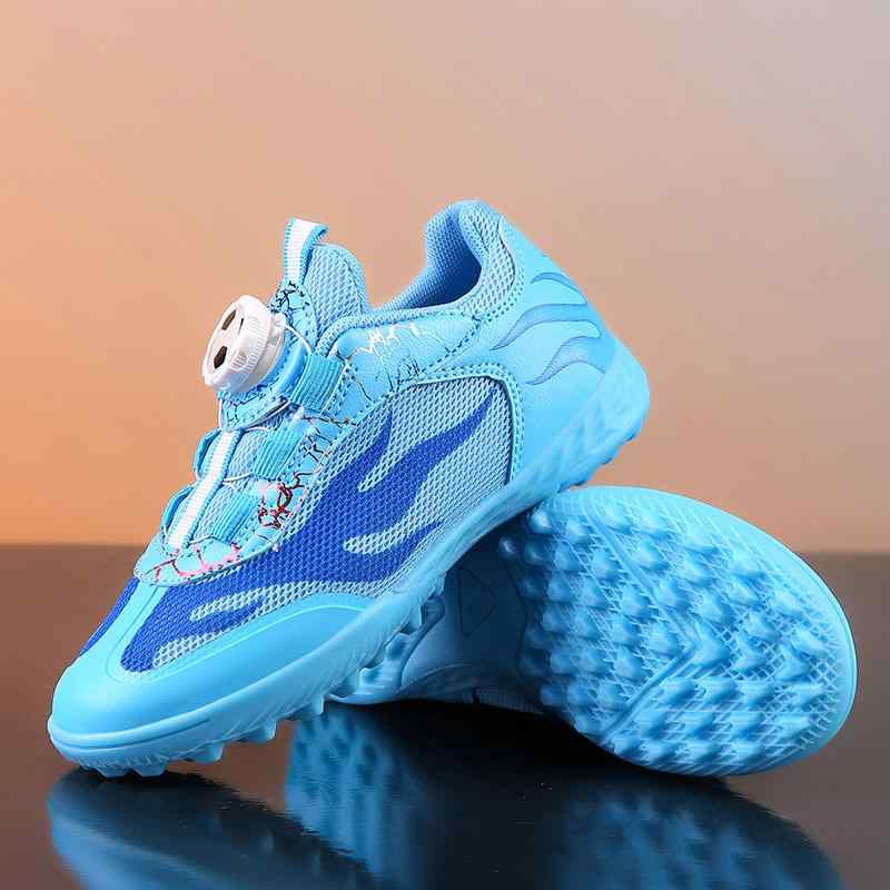 Kids' and Junior Soccer Shoes, Unisex, Training Shoes for Grass and Fields, Abrasion-Resistant, Breathable, Lightweight, Velcro Closure, Low-Cut, Synthetic Leather, Easy to Wear.