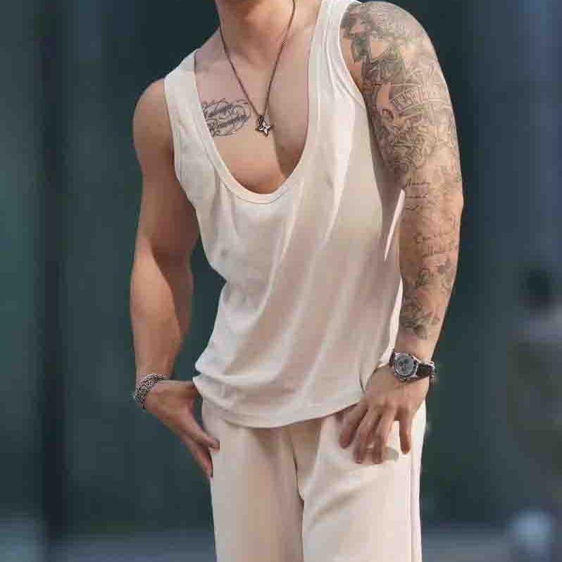 ・カテゴリ: タンクトップ・対象: 成人・性別: ユニセックス・主な素材: モダール 90%・カラー展開: ブラック、ホワイト、ライトグレー、カーキ、ライトグリーン・サイズ展開: M、L、XL、XXL、XXXL