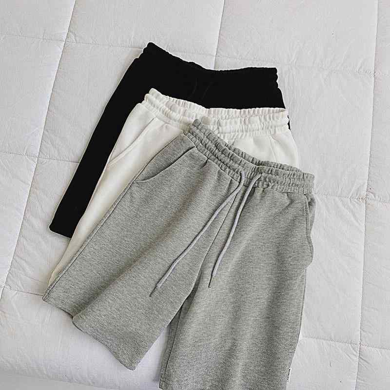 ショートパンツ レディース グレー 運動着 部屋着 シンプル 無地 コットン 通気性 伸縮性 カジュアル ゆったり ストレート 五分丈 ランニング ルームウェア