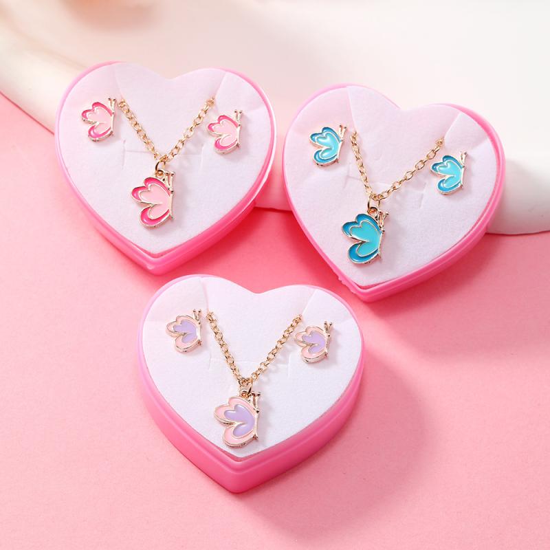 ネックレス キッズ 子供用 3点セット ペンダント 蝶 バタフライ かわいい 電気メッ...