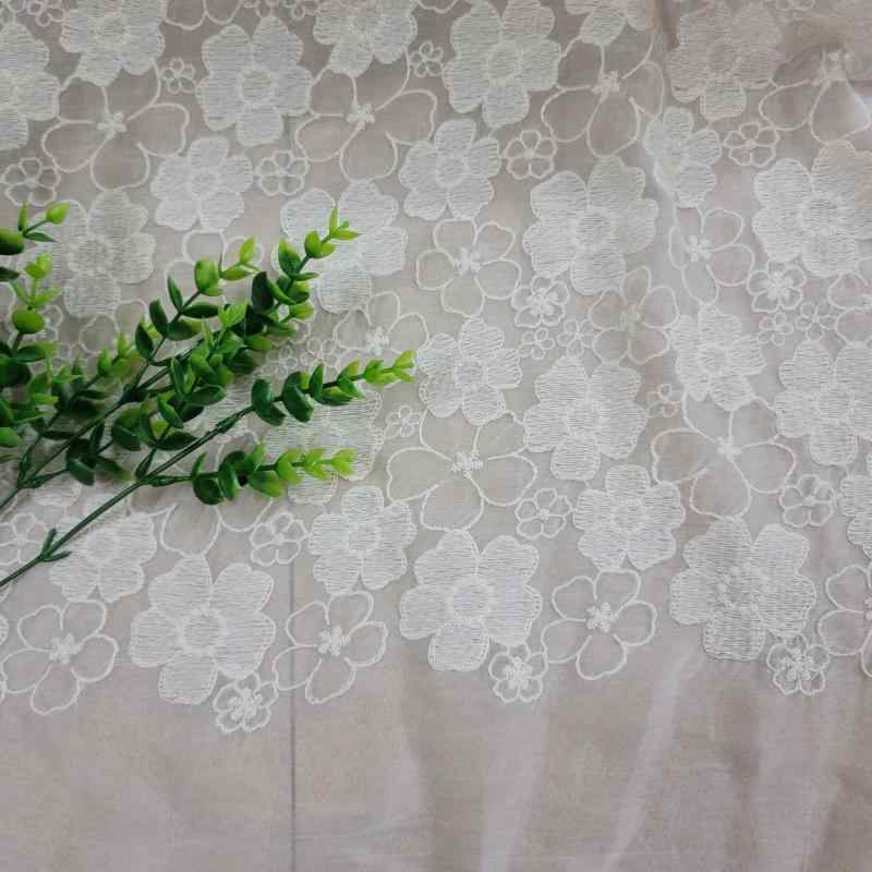 生地 レディース 春夏 コットン 水溶性 レース 刺繍 花柄 シフォン 切り替え ワンピース ドレス ハンドメイド 資材 125cm幅