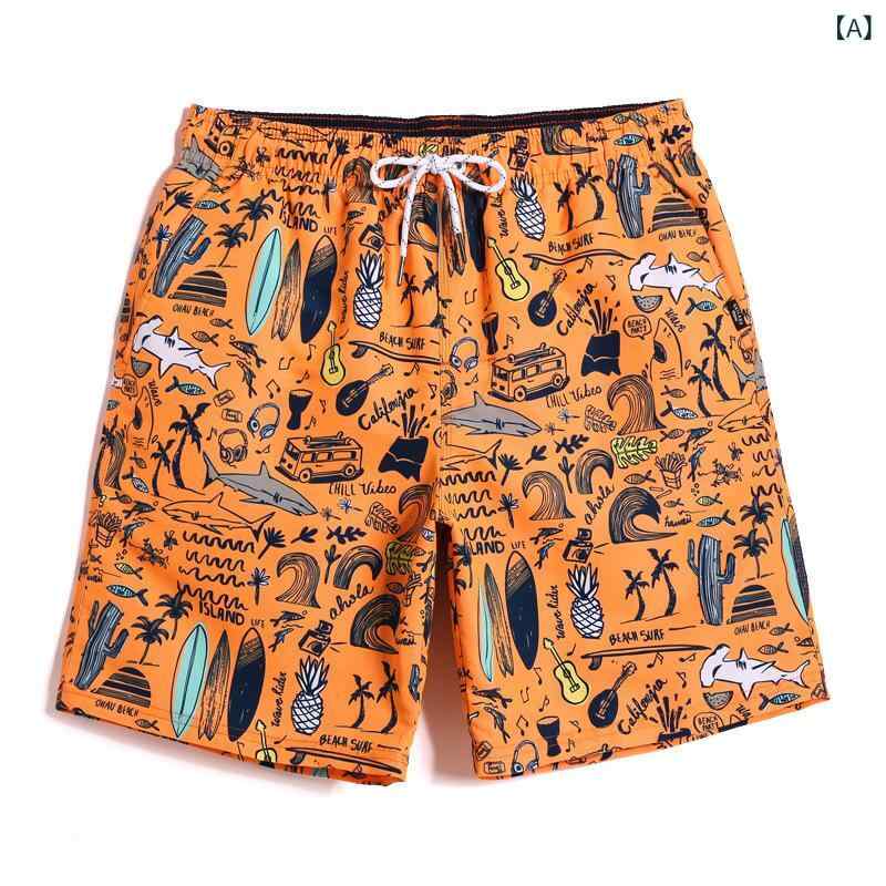 bloomelierのショートパンツ メンズ 夏 ハーフパンツ ビーチパンツ 水着 サーフパンツ スイムウェア 海パン 速乾 花柄 カジュアル アウトドア リゾート 軽量 スポーツ 薄手 イエロー レッド ブルー｜アングル2