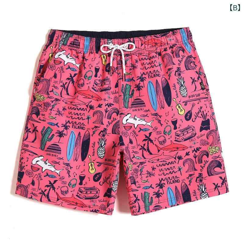 bloomelierのショートパンツ メンズ 夏 ハーフパンツ ビーチパンツ 水着 サーフパンツ スイムウェア 海パン 速乾 花柄 カジュアル アウトドア リゾート 軽量 スポーツ 薄手 イエロー レッド ブルー｜アングル3