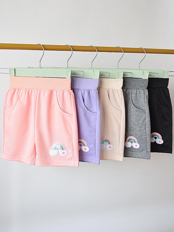 ショートパンツ キッズ 女の子 ハーフパンツ スポーツウェア ウエストゴム コットン 薄手…