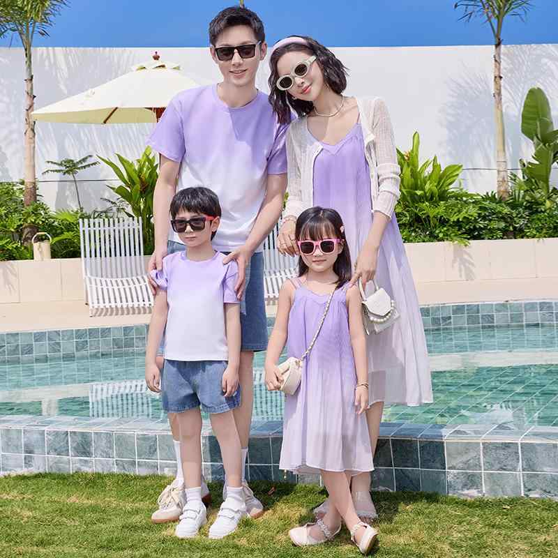 ワンピース レディース 親子 ペアルック 家族 お揃い Tシャツ デニムパンツ 半袖 ...