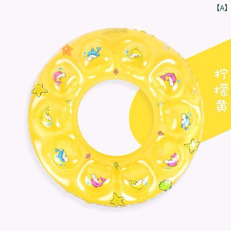 浮き輪 キッズ 子供 ダブル気囊 二重構造 厚手 丈夫 クリア カラフル スイミング ...
