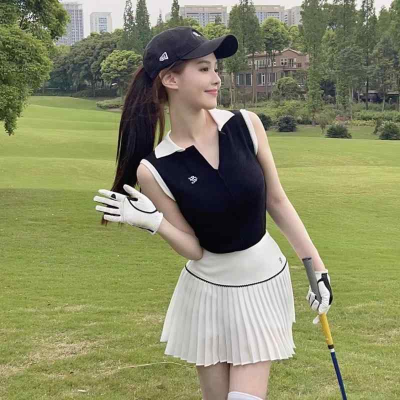 ・カテゴリ: 高尔夫裙装・主な素材: 竹繊維、ポリプロピレン（含有量91%～95%）・カラー展開: ブラックトップス、ホワイトスカート、セットアップ（トップス＋スカート）・サイズ展開: XS、S、M、L
