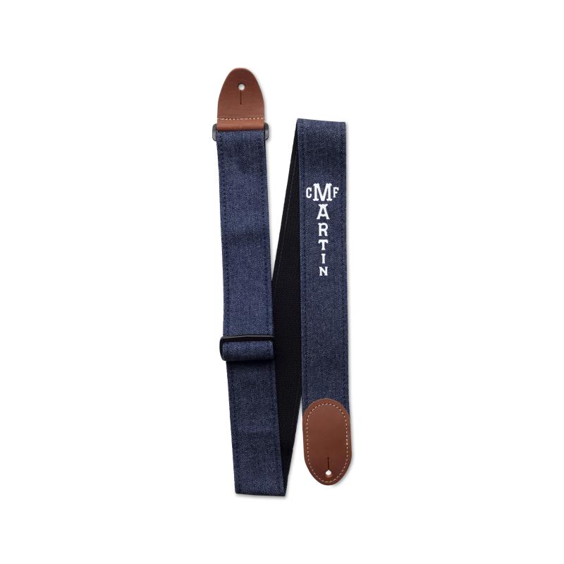 Martin Eco-Denim Guitar Strap – Blue Blue 18A0077 マーティン エコデニム ギターストラップ – ブルー | サステナブルコットンデニム＆植物タンニンなめしレザーエンド | 軽量・調整可能・環境配慮