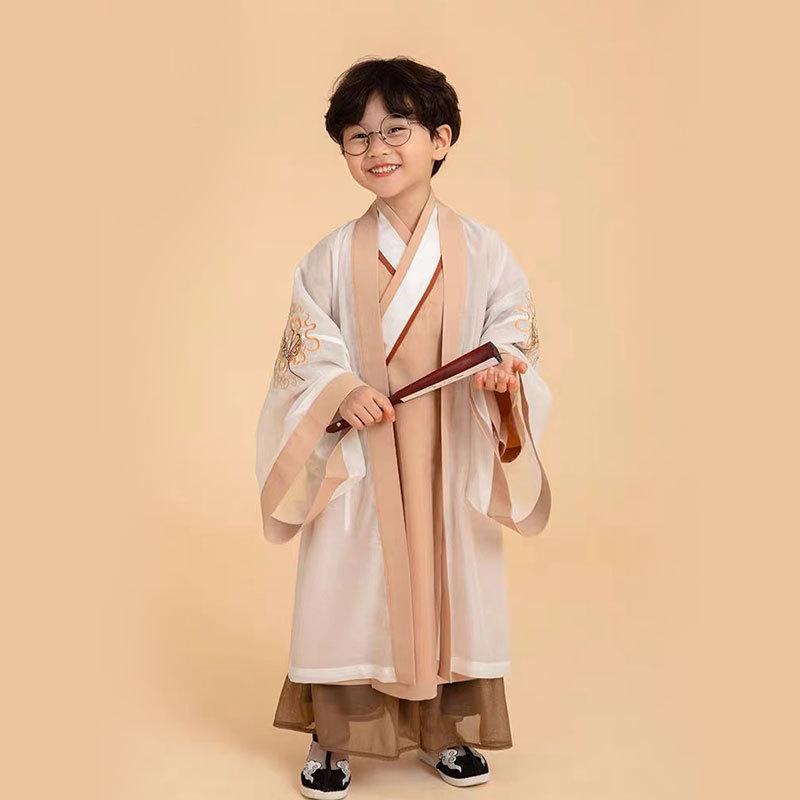セットアップ キッズ 男の子 漢服 古装 中国風 コスチューム 衣装 長袖 発表会 演劇 書道 クラス 記念撮影 イベント