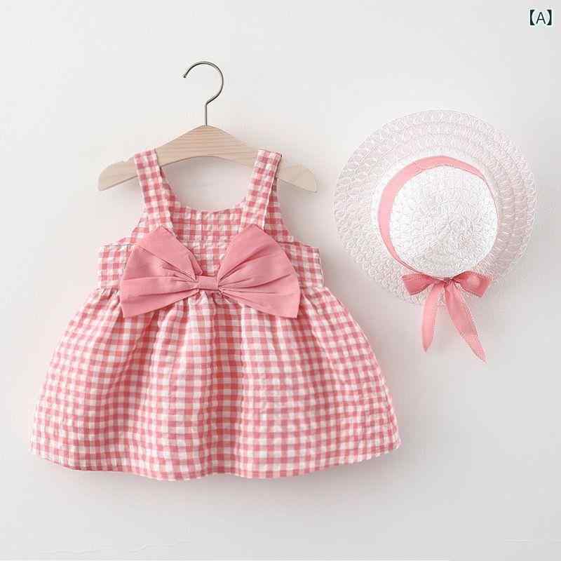 bloomelierのワンピース キッズ 女の子 夏 半袖 ノースリーブ 格子柄 リボン Aライン キャミソールワンピ プリンセス風 コットンプルオーバー｜アングル2