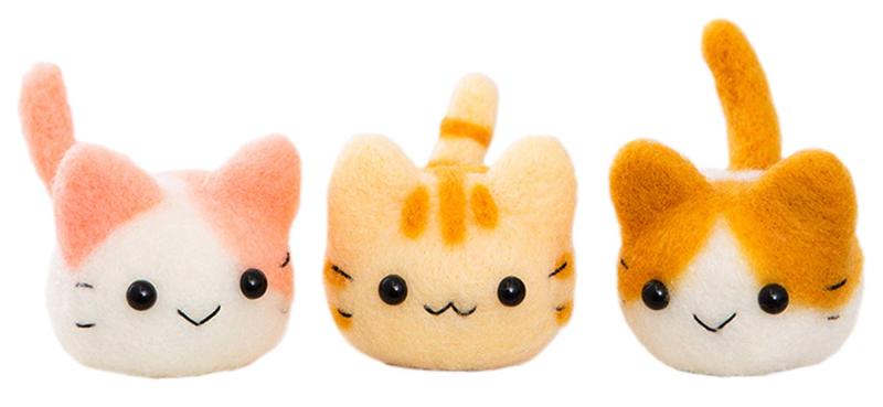 ハマナカ 羊毛フェルトキット marukoro アクレーヌまるころシリーズ なかよし三つ子のにゃんころ いちごミルク・とら・ニケ H441-528 ベージュ品番:H441-528仕様:羊毛フェルトキットデザイン:はっとりみどり色・柄:なかよし三つ子のにゃんころ いちごミルク・とら・ニケセット内容:アクレーヌ、目、刺繍糸、レシピ用意する物:フェルティングニードル極細(H441-023)、フェルティング用マット(H441-015)又はアクレーヌスターターキット(H441-047)、はさみ、目打ち、ボンド、縫い針出来上がりサイズ:高さ約5cm難易度:イージー