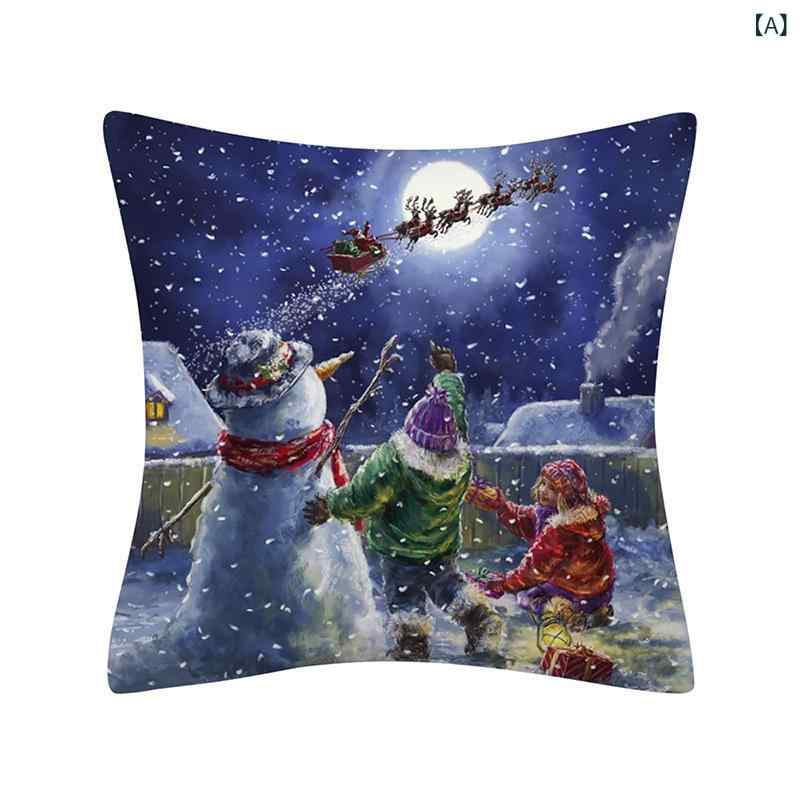 bloomelierのクッションカバー クリスマス サンタクロース リネン おしゃれ 飾り ソファ 背当て 北欧 洗える 45 45cm｜アングル2