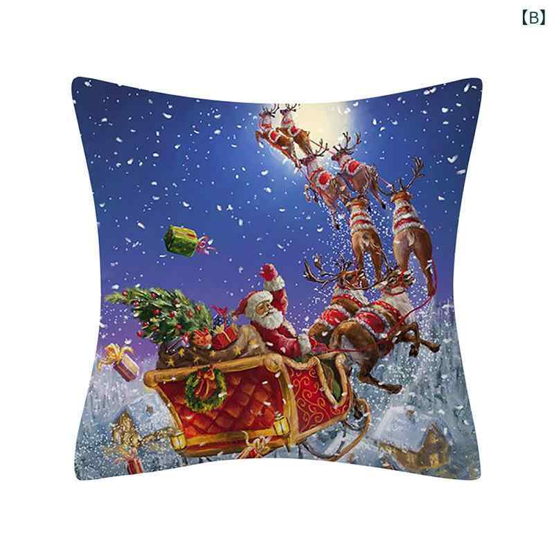 bloomelierのクッションカバー クリスマス サンタクロース リネン おしゃれ 飾り ソファ 背当て 北欧 洗える 45 45cm｜アングル3