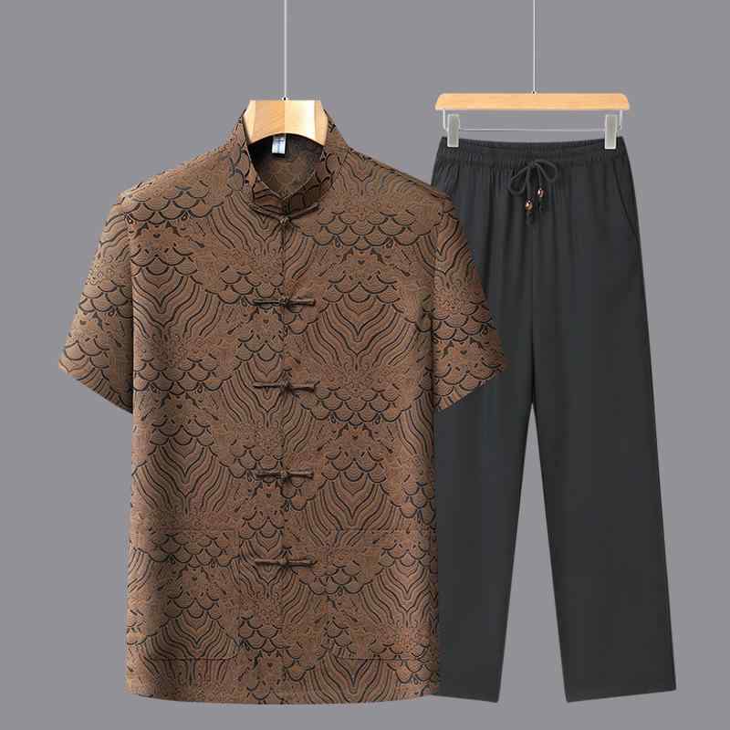 セットアップ メンズ 接触冷感 薄手 唐装 中国風 チャイナ服 カジュアル 半袖 シャツ トップス ズボン シニア 父の日 敬老の日 ギフト プレゼント bloomelier-10530329 bloomelier パッケージ画像