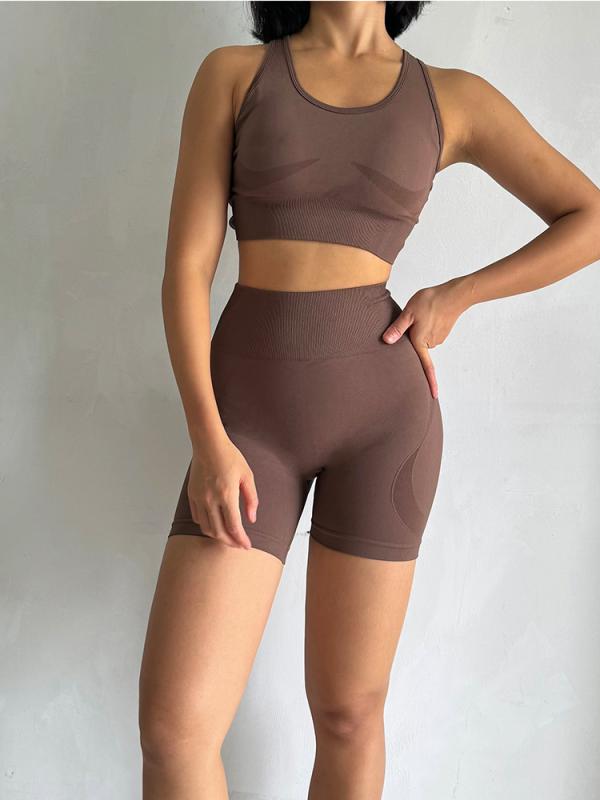 スポーツウェア レディース 2点セット ヨガウェア ショートパンツ ブラトップ 吸汗速乾 通気性 フィットネス ランニング トレーニング ジム 無地 伸縮性