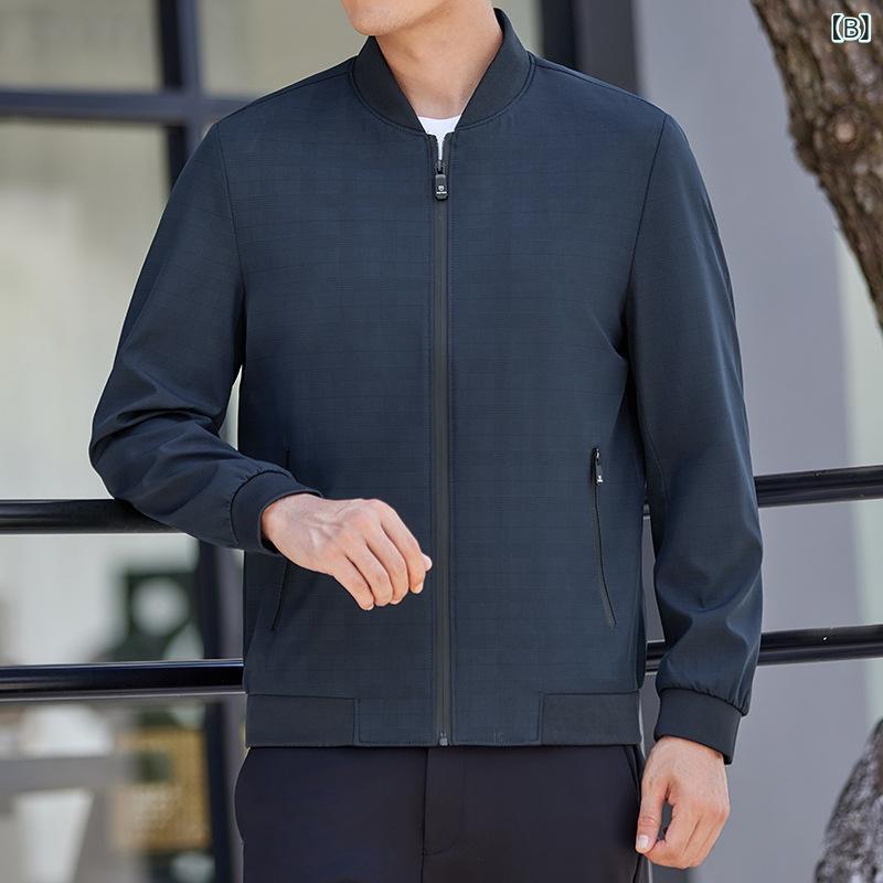 ジャケット メンズ ブルゾン 秋冬 アウター チェック柄 スタンドカラー カジュアル シニア 紳士服 ゆったり 通勤 普段着 bloomelier-10756405 bloomelier サンプル画像3