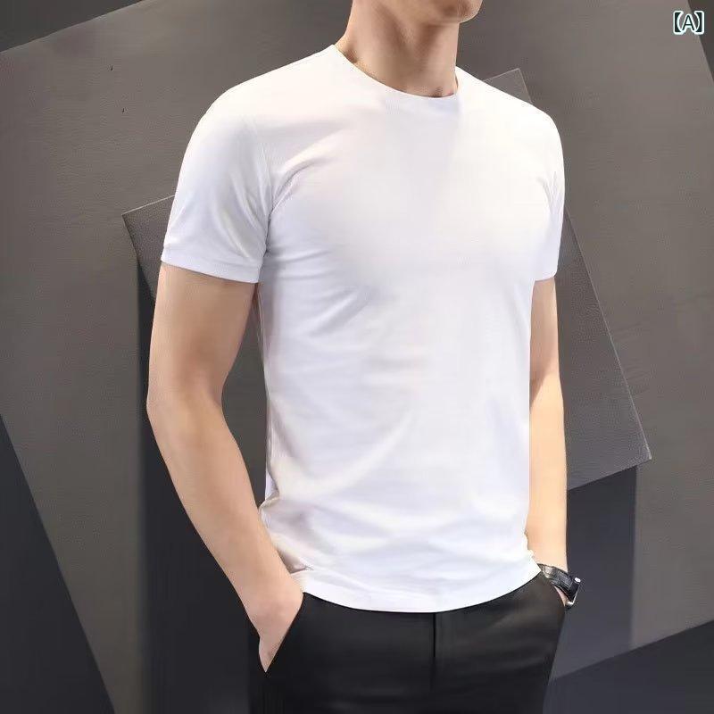 Tシャツ メンズ 半袖 春夏 吸汗速乾 接触冷感 無地 インナー 丸首 カットソー トップス カジュアル タイト おしゃれ — vista 2