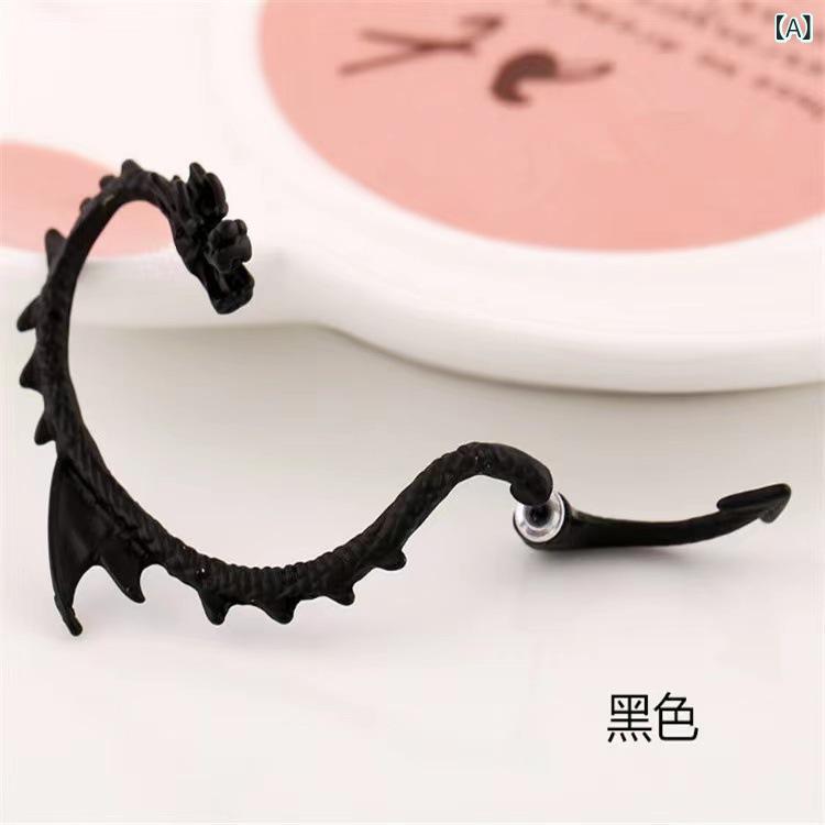 耳飾り レディース イヤーカフ 耳クリップ ドラゴン 龍 竜 モチーフ 蛇 スネーク レトロ 個性的 大ぶり 存在感 アクセサリー ノンホールピアス ブラック ブロンズ シルバー 3色展開の商品画像 2