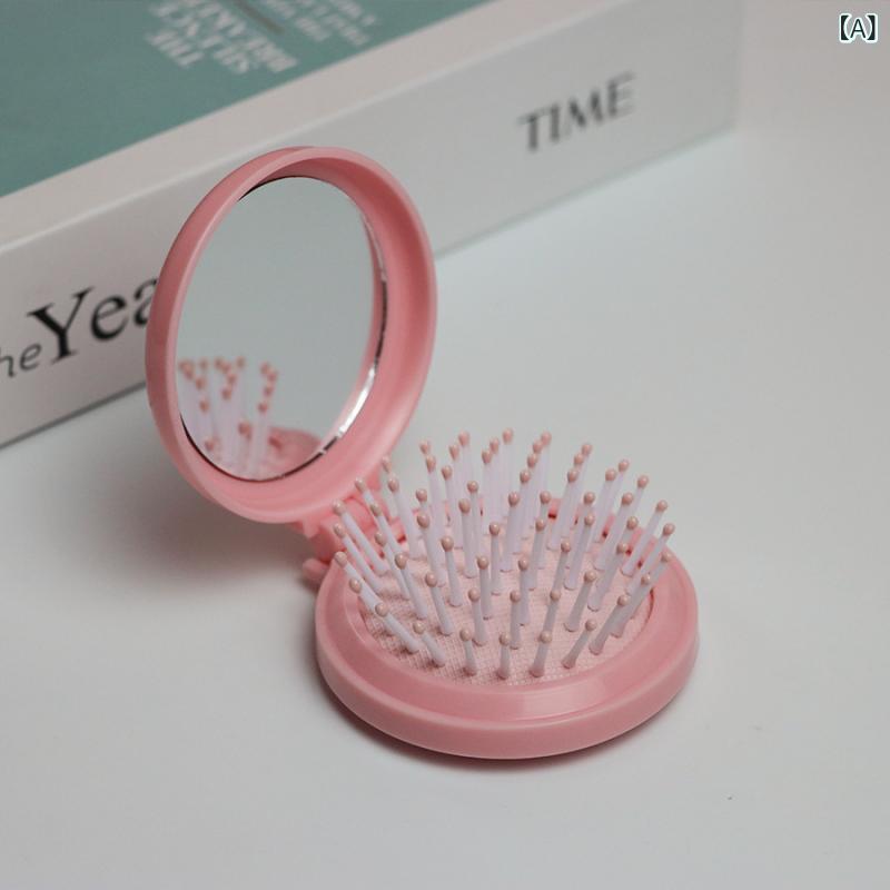 ヘアブラシ キッズ ミニサイズ マカロンカラー 折りたたみ式 ミラー付き コンパクト 軽量 携帯用 ヘアケア 頭皮マッサージ 旅行用 かわいい bloomelier-10540198 bloomelier サンプル画像2
