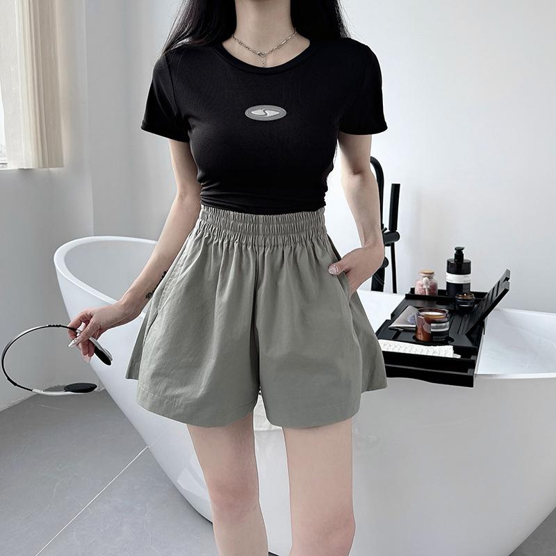 ショートパンツ レディース 夏 ハイウエスト ゆったり ワイドパンツ 部屋着 薄手 コットン カジュアル ボトムス