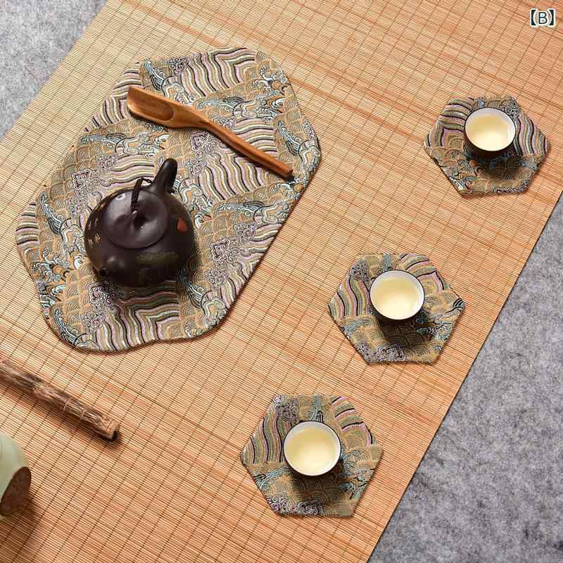 テーブルランナー 和風 レトロ 撥水 防汚 ティーマット コースター 茶道具 禅 茶托...