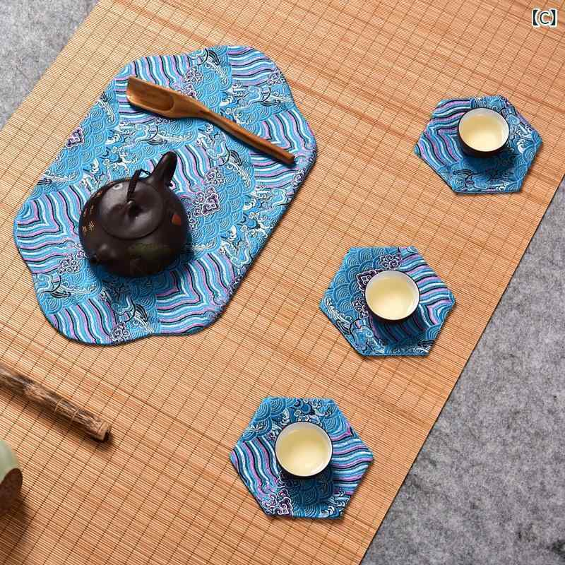 テーブルランナー 和風 レトロ 撥水 防汚 ティーマット コースター 茶道具 禅 茶托...