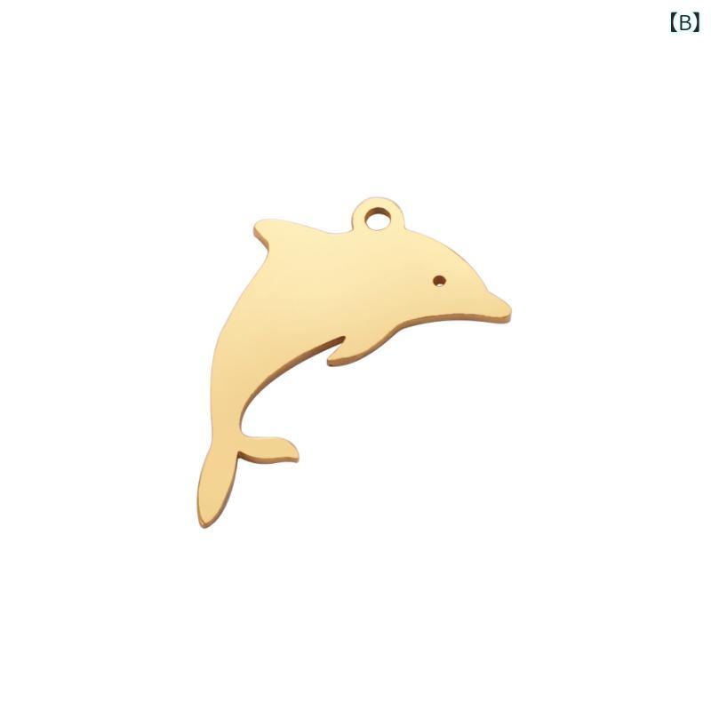 ネックレス ペンダント レディース アクセサリー マリンモチーフ 海洋生物 ドルフィン クジラ サメ クラゲ ステンレス 電気メッキ加工 サビにくい 金属アレルギー対応 カジュアル シンプル DIY パーツ ハンドメイド 素材の商品画像 3