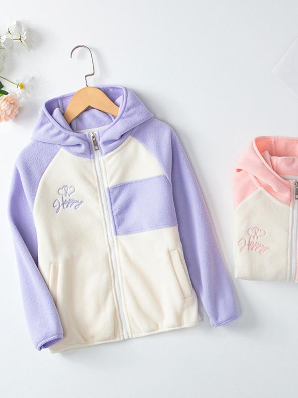 パーカー キッズ 女の子 秋 冬 フリース ジャケット フード付き 前開き ジップアップ 厚手 ゆったり 長袖 トップス カジュアル 韓国風 通学 アウトドア 防寒 アウター バイカラー