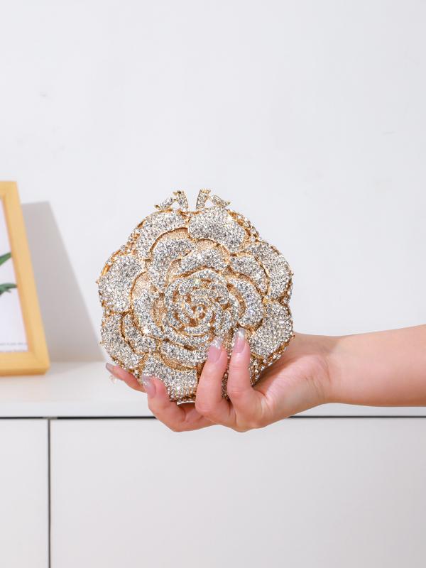 ・カラー展開: シルバー、ゴールド、ピンク、グリーン・スタイル: トレンド・素材: 金属・バッグの形状: ボックスバッグ・バッグのサイズ: スモール・流行要素: ラインストーン・裏地素材: PU・開閉方式: ロック式・硬さ: ハード・外ポケットの種類: オープンポケット