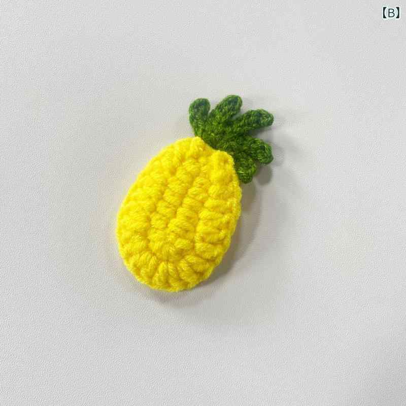 手芸用パーツ かわいい 手編み モチーフ 果物 フルーツ ニンジン パイナップル レモン 3個セット 毛糸 ハンドメイド ヘアアクセサリー バッグチャーム コサージュ アップリケ 服飾資材の商品画像 3