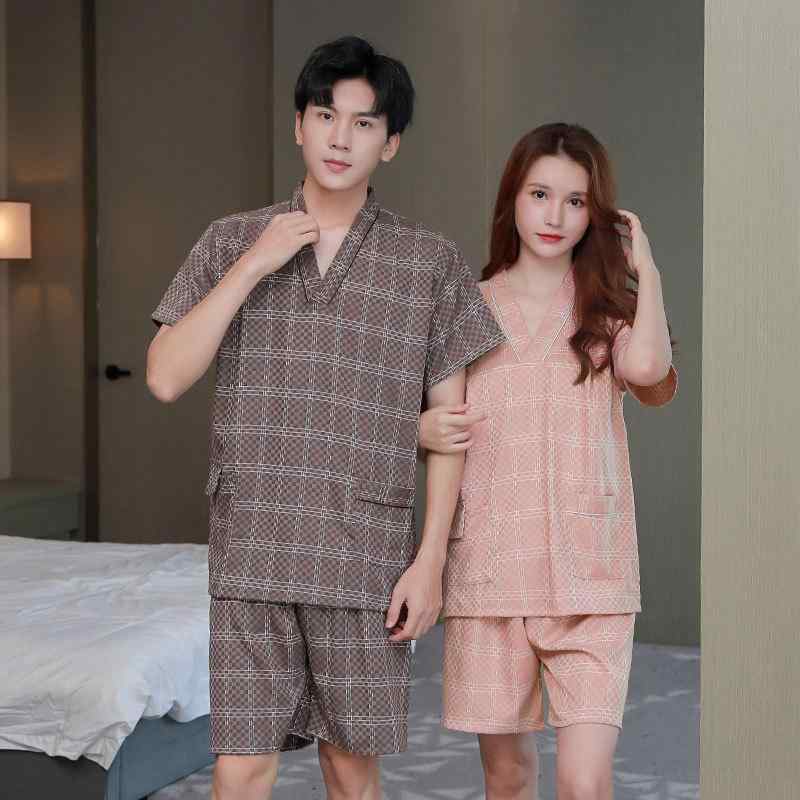 セットアップ 男女兼用 汗蒸服 ルームウェア サウナ着 パジャマ 五分袖 ショートパンツ 綿 吸汗性 通気性 大きいサイズ ゆったり ペア 部屋着 温泉浴衣