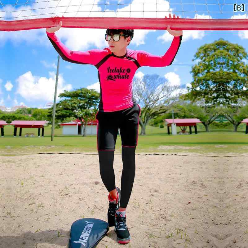 bloomelierの潜水服 男女兼用 セット ラッシュガード 長袖 ロングパンツ 水着 セパレート フィットネス プール ビーチ 紫外線対策 吸汗速乾 通気性 海水浴｜アングル3