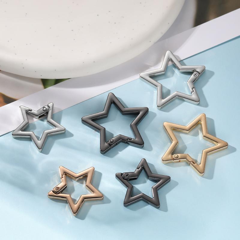 キーホルダー 星形 星型 スプリングクリップ 電気メッキ加工 合金製 金具 パーツ チャーム DIY 手芸 素材 キーリング 小物 雑貨