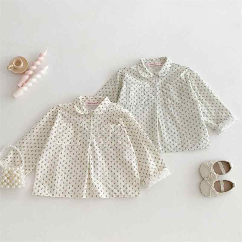 シャツ キッズ 女の子 襟付き トップス 長袖 春秋 ベビー服 コットン 花柄 レース ポケット付き インナー かわいい 韓国風