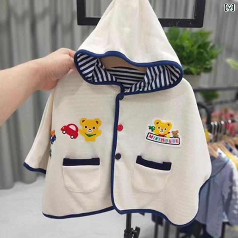 ポンチョ キッズ ベビー マント フード付き 綿 防風 撥水 かわいい アニマル 秋 冬...