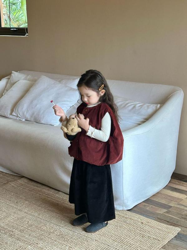 ベスト キッズ 女の子 秋 コーデュロイ 前開き シングルボタン カジュアル トップス 防寒 幼稚園