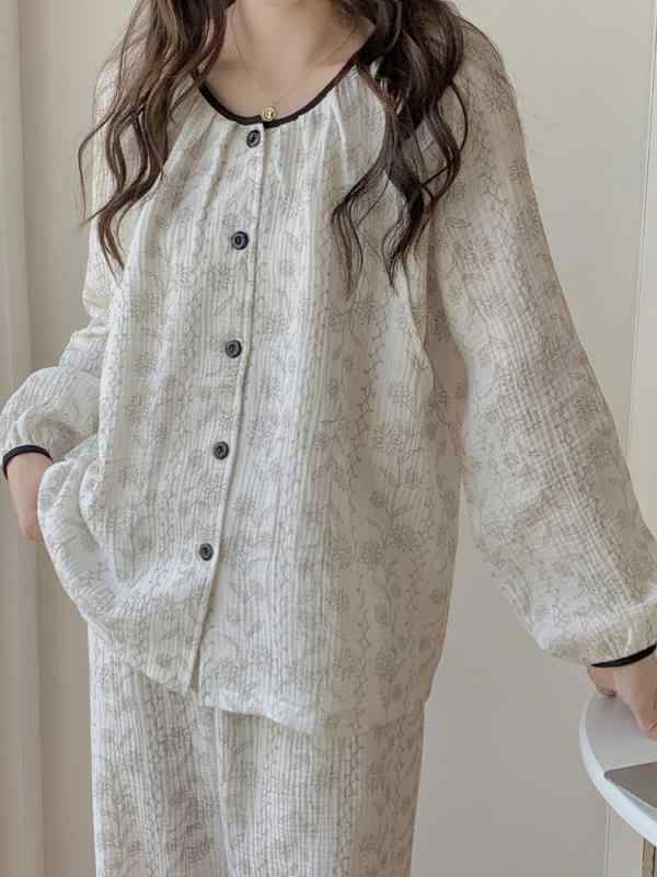 パジャマ レディース 月子服 授乳服 マタニティ ルームウェア 長袖 ロングパンツ ガーゼ 前開き 授乳口付き ウエスト調整 産前 産後 妊婦 コットン 通気性 吸汗 綿素材 セットアップ 部屋着 快適 春夏