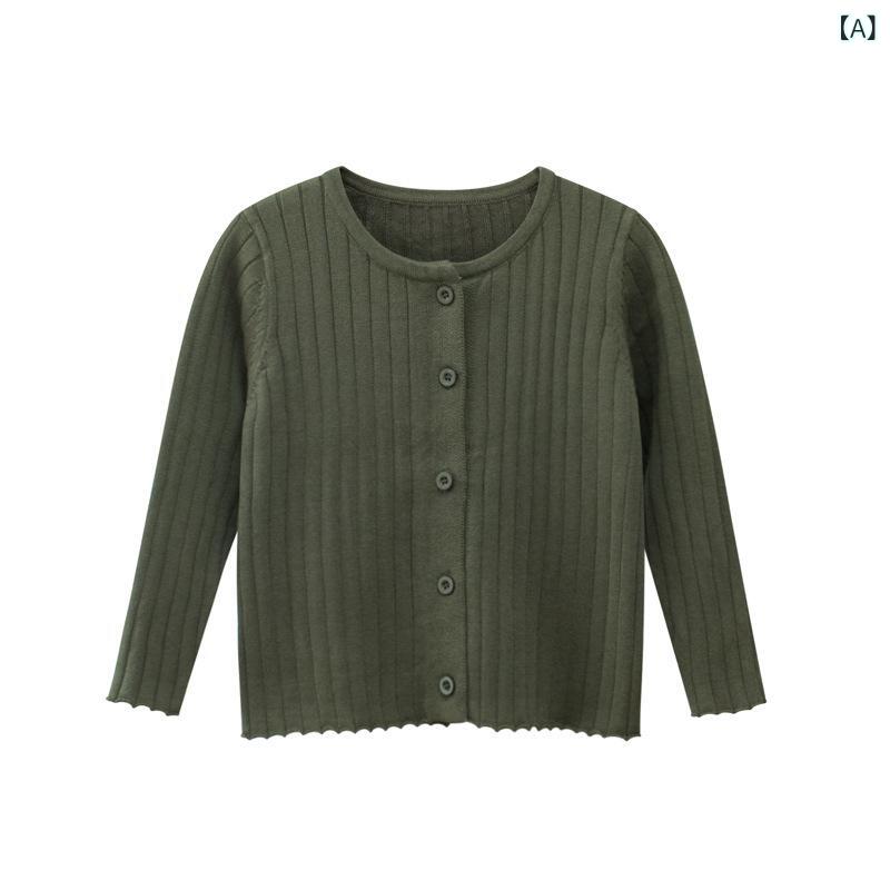 カーディガン キッズ 女の子 長袖 柔らかい コットン ニット セーター トップス ク...