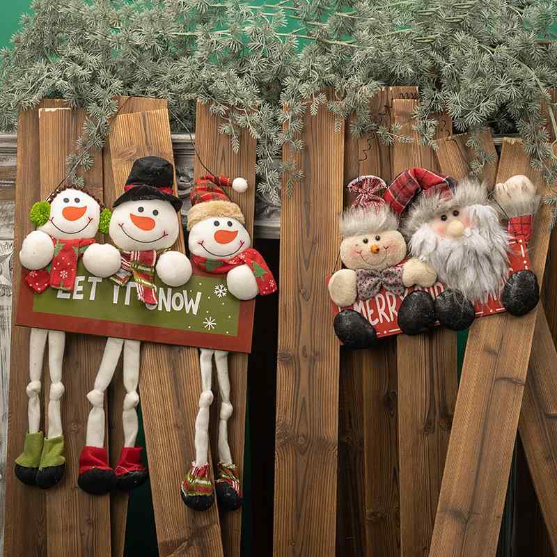 ・カテゴリ: 吊り下げ飾り・主な素材: 木製・デザイン: クリスマス、雪人サンタ、雪人三兄弟、藤編みトナカイリース・スタイル: 欧式・適用イベント: クリスマス