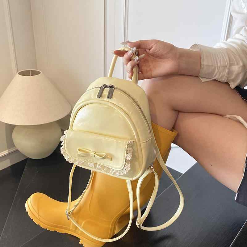 リュックサック レディース ミニリュック ショルダーバッグ 2way PUレザー 撥水 耐磨 減圧 軽量 かわいい 蝴蝶結び リボン ファスナー付き 通学 通勤 旅行 デイリー使い カジュアル