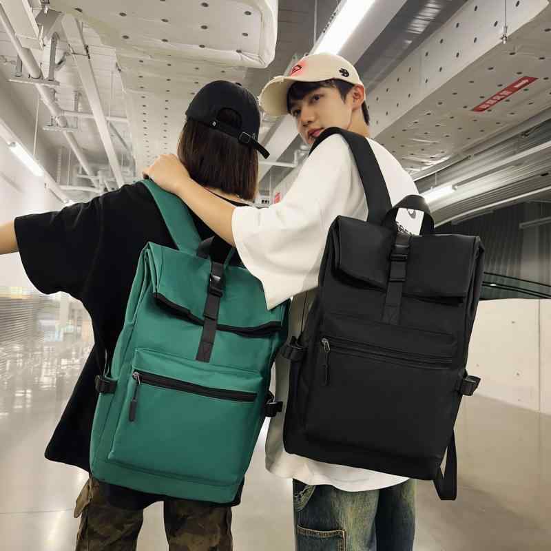 ・カラー展開: グレー、ブラック、ピンク、グリーン、ブルー・サイズ: 30×15×47cm・対象性別: ユニセックス・推奨シーン: カジュアル旅行・素材: ナイロン・スタイル: 都市ミニマリズム・容量: 36-55L・機能: 防水・対応パソコンサイズ: 14インチ・柄: 無地・裏地素材: ポリエステル・デザイン要素: ステッチ・キャリーシステム: 湾曲ショルダーストラップ