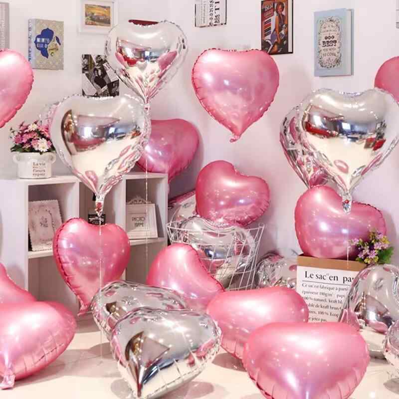 バルーン 風船 アルミ風船 ハート型 セット 18インチ 結婚式 披露宴 2次会 ウェディング プロポーズ 誕生日 ハーフバースデー パーティー 飾り付け 装飾 デコレーション お祝い 記念日 イベント かわいい カラフル ポンプ付き