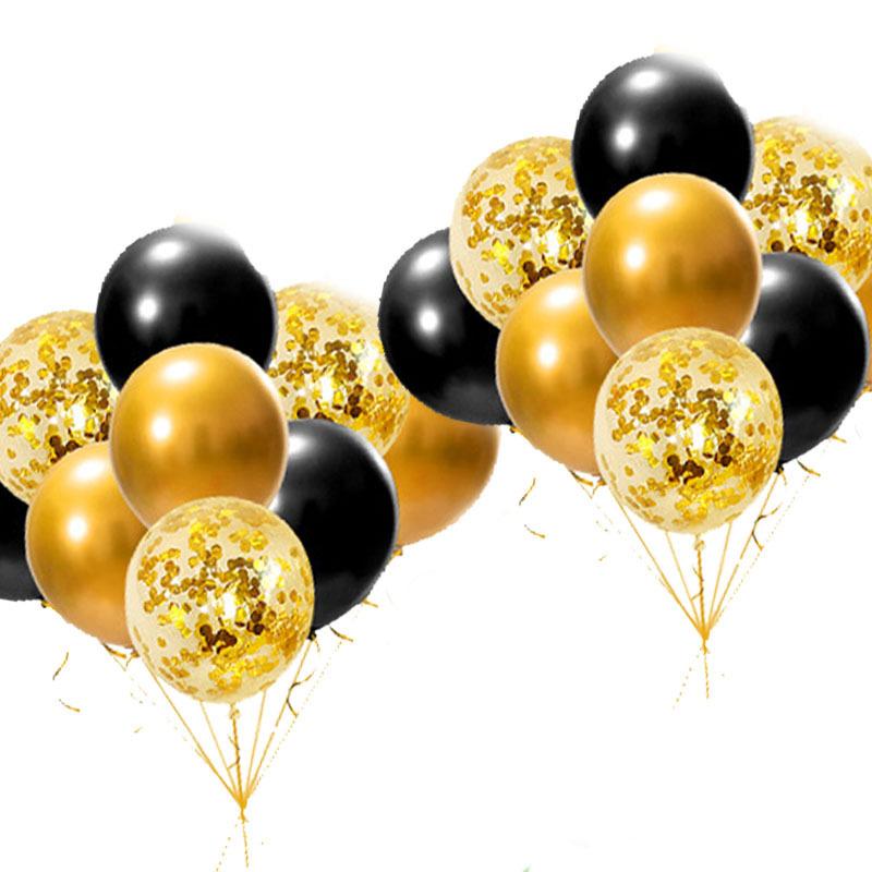 バルーン 風船 セット 18点セット ゴールド ブラック 風船セット 飾り付け 誕生日 パーティー 結婚式 お祝い デコレーション 装飾 写真撮影 演出 小物