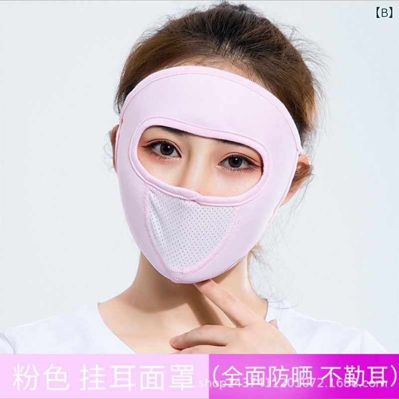 bloomelierのマスク レディース 春夏 接触冷感 UVカット 日焼け防止 薄型 通気性 フェイスカバー 息苦しくない 耳かけ式 軽量｜アングル3