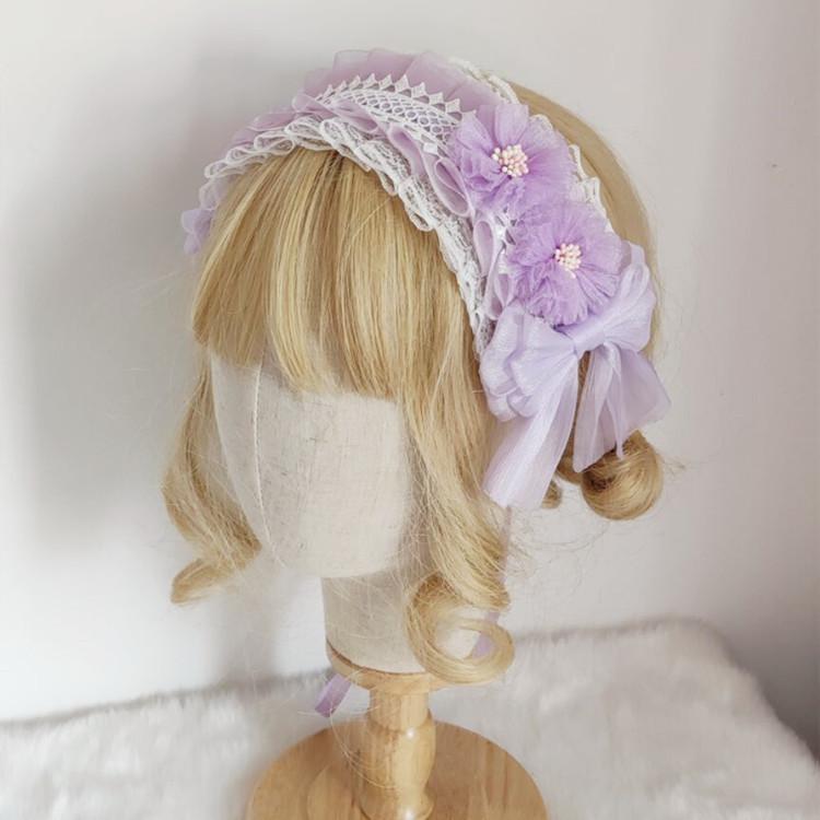 ・カテゴリ: ヘアバンド、カチューシャ・スタイル: ガーリー・対象: キッズ・デザイン: リボン・カラー展開: アイボリー、ライトパープル、ライトブルー、ライトピンク・デザイン要素: プリーツ