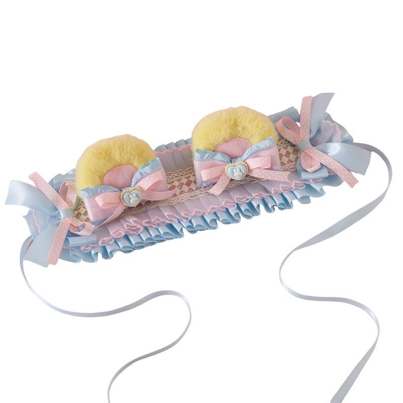 カチューシャ キッズ ヘアアクセサリー ロリータ クマ耳 リボン ヘッドドレス 髪飾り かわいい ピンク ブルー