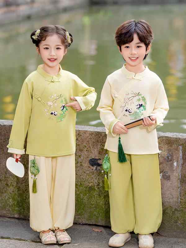 セットアップ キッズ 男女兼用 漢服 中国風 レトロ 伝統衣装 演出服 コットン混 春秋 長袖